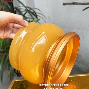Lư hương (bát nhang) thờ cúng bằng đá ngọc Hoàng Long bọc đồng