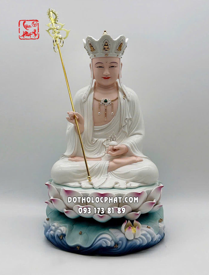 Tượng Địa Tạng Vương Bồ Tát sứ trắng đế non nước