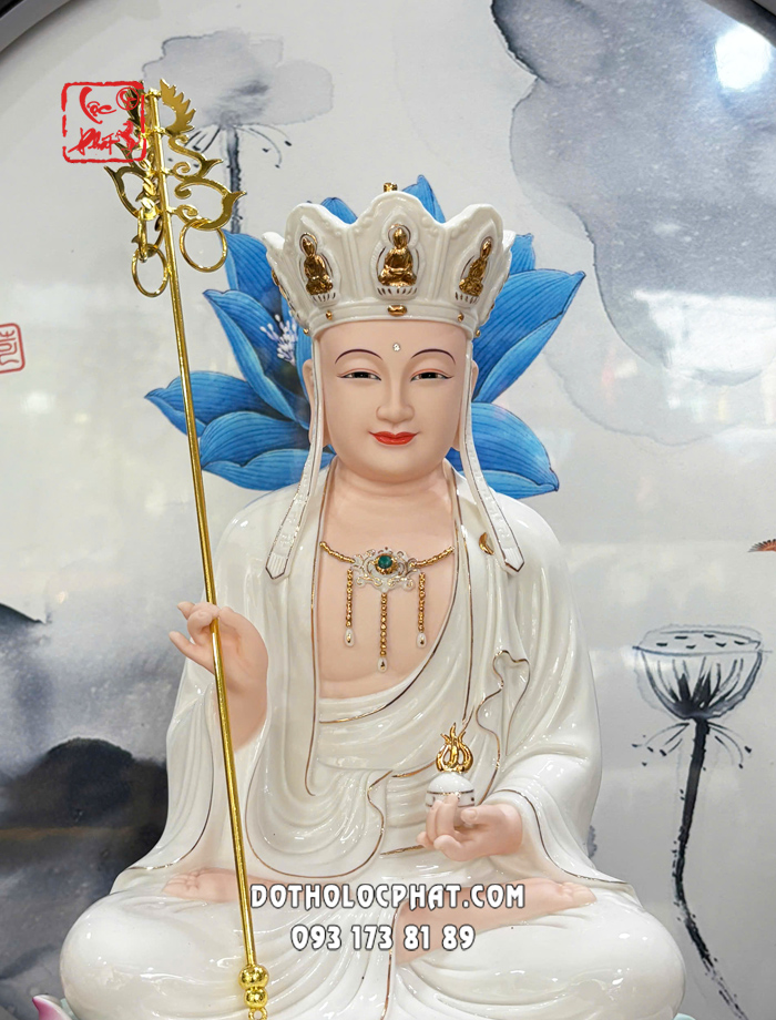 Tượng Địa Tạng Vương Bồ Tát sứ trắng đế non nước