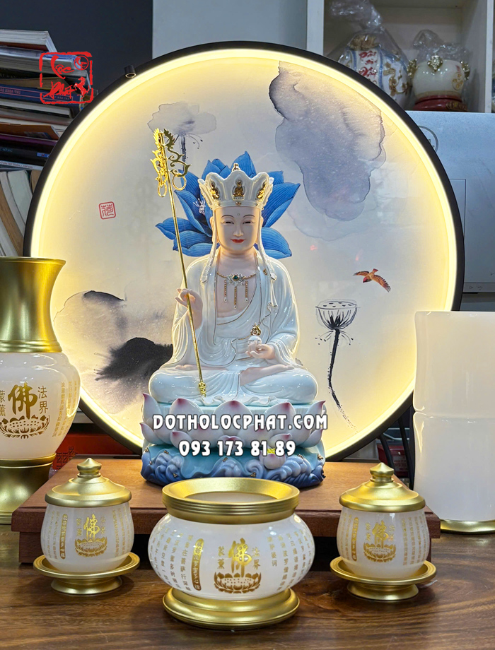 Tượng Địa Tạng Vương Bồ Tát sứ trắng đế non nước
