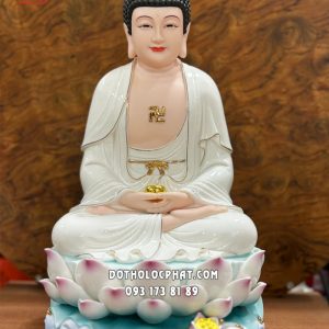 Tượng Phật A Di Đà sứ trắng đế sen hồng non nước