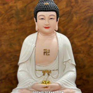 Tượng Phật A Di Đà sứ trắng đế sen hồng non nước