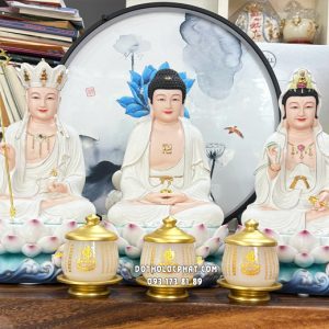 Tượng Ta Bà Tam Thánh đế non nước bằng sứ trắng