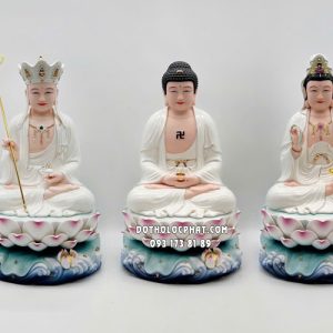 Tượng Ta Bà Tam Thánh đế non nước bằng sứ trắng