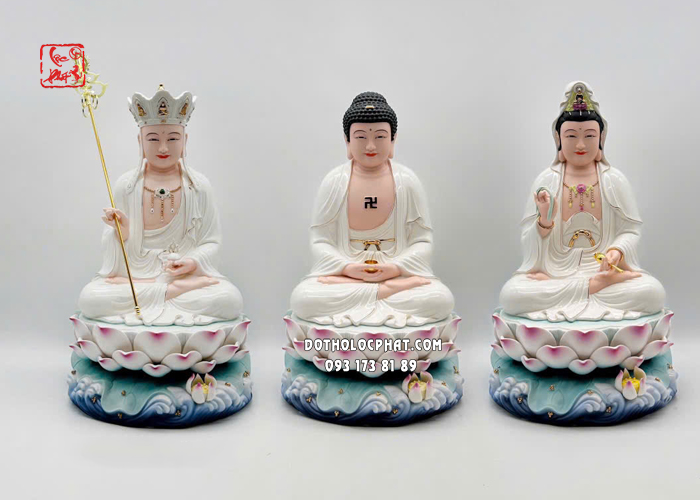 Tượng Ta Bà Tam Thánh đế non nước bằng sứ trắng