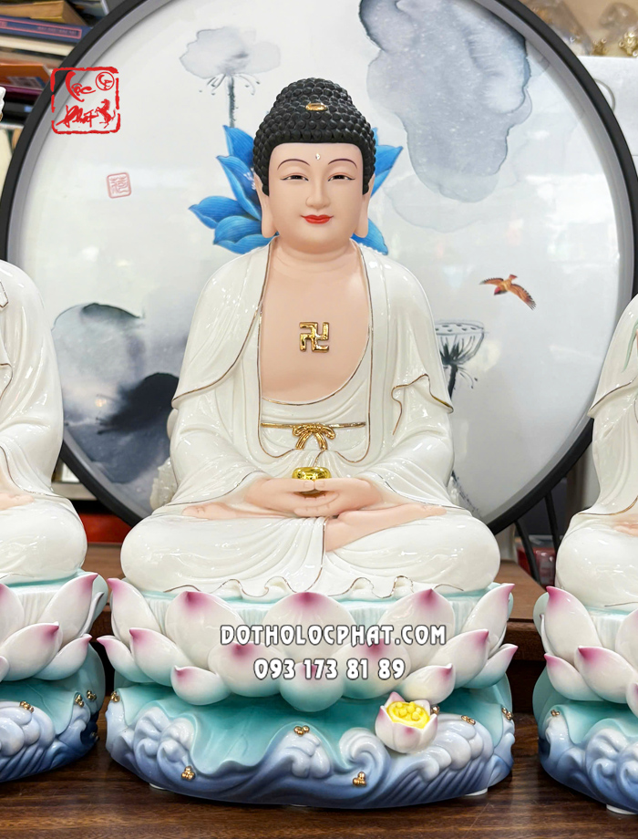 Tượng Ta Bà Tam Thánh đế non nước bằng sứ trắng