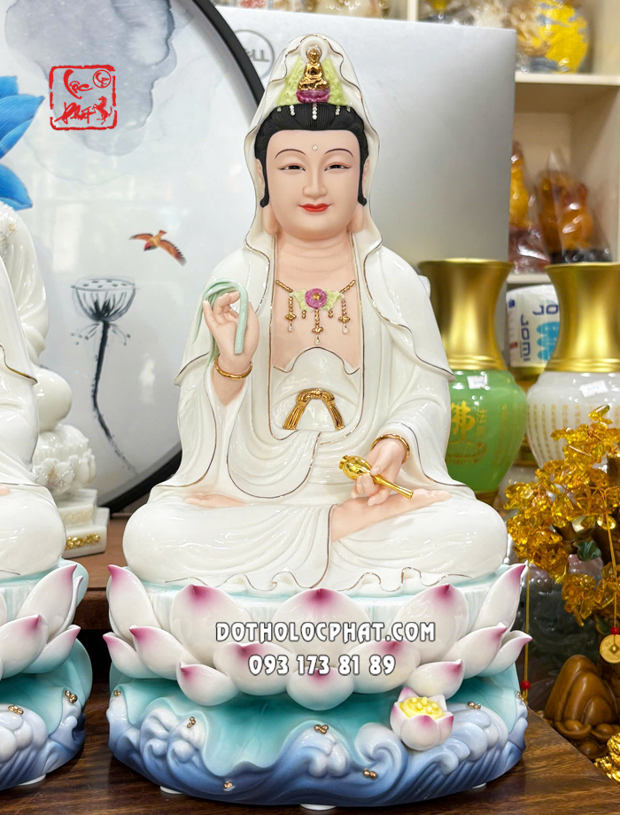 Tượng Ta Bà Tam Thánh đế non nước bằng sứ trắng