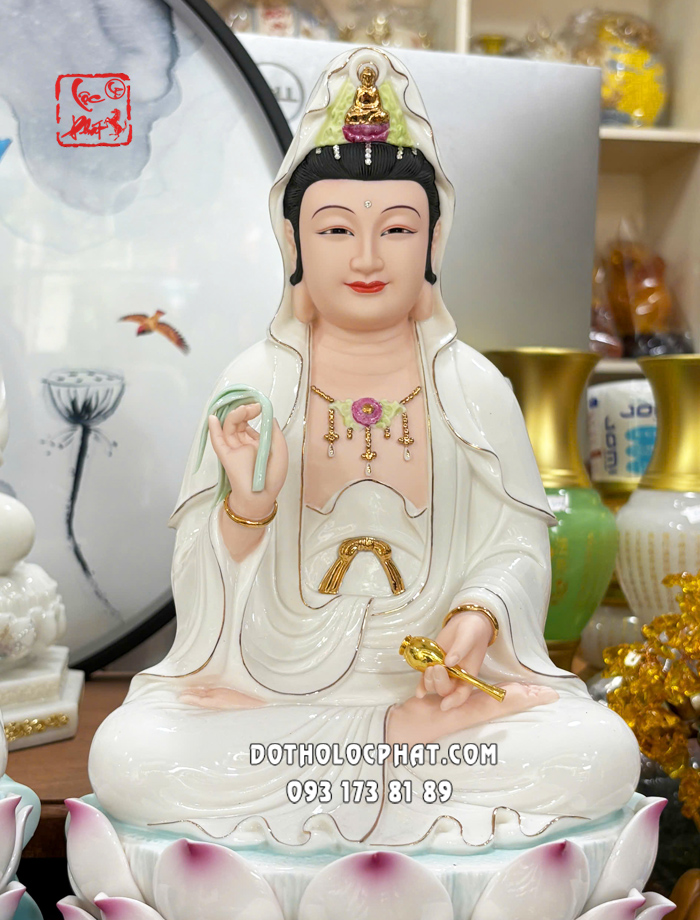 Tượng Ta Bà Tam Thánh đế non nước bằng sứ trắng
