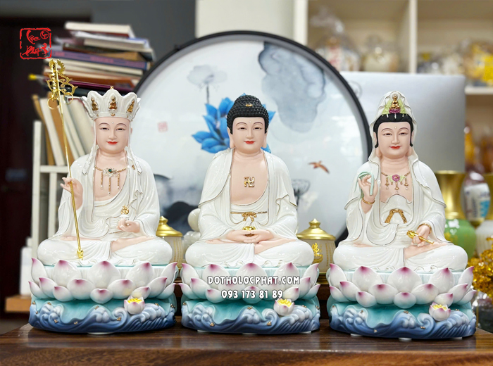 Tượng Ta Bà Tam Thánh đế non nước bằng sứ trắng