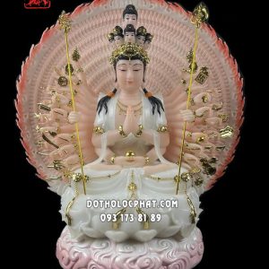Tượng Thiên Thủ Thiên Nhãn Bồ Tát áo trắng đế mây