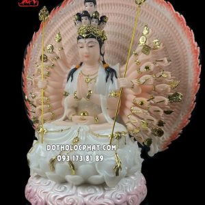 Tượng Thiên Thủ Thiên Nhãn Bồ Tát áo trắng đế mây