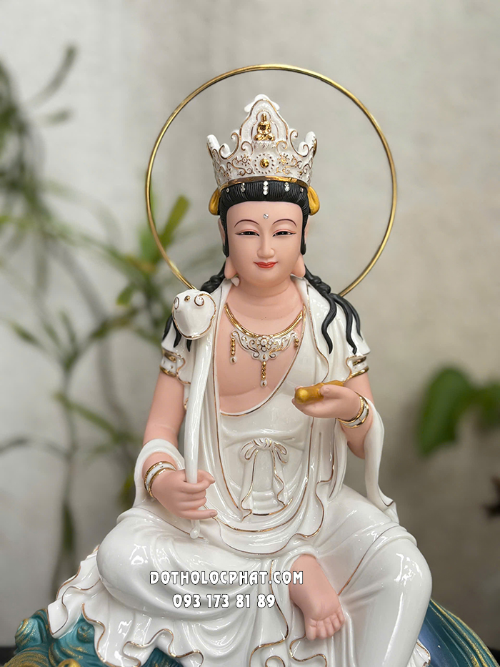 Tượng Văn Thù Bồ Tát Sứ Cưỡi Sư Tử Xanh VTPH-019