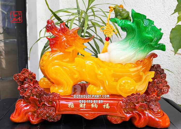 Tỳ Hưu phong thủy chiêu tài vàng kéo bắp cải may mắn