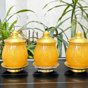 Chén nước thờ cúng khắc tâm kinh chữ Phật bằng bột đá thạch anh