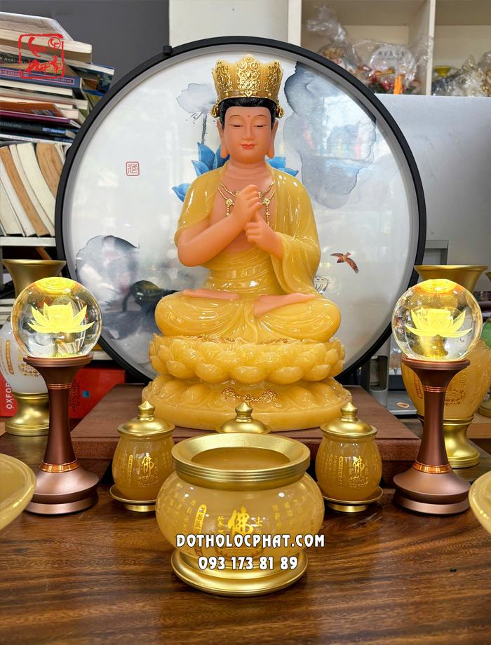 Đèn cầu pha lê hoa sen thân nâu hợp kim bọc đồng