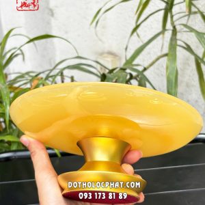 Dĩa trái cây thờ cúng khắc chữ Phật bằng bột đá thạch anh