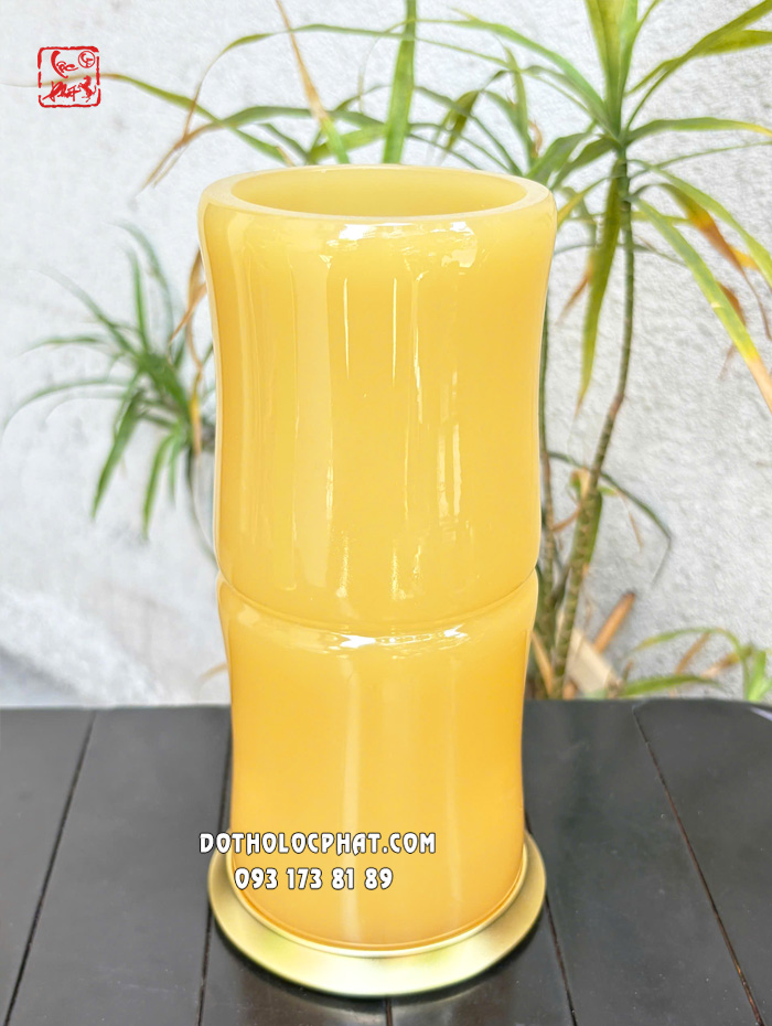 Ống đựng nhang ống trúc vàng bằng bột đá