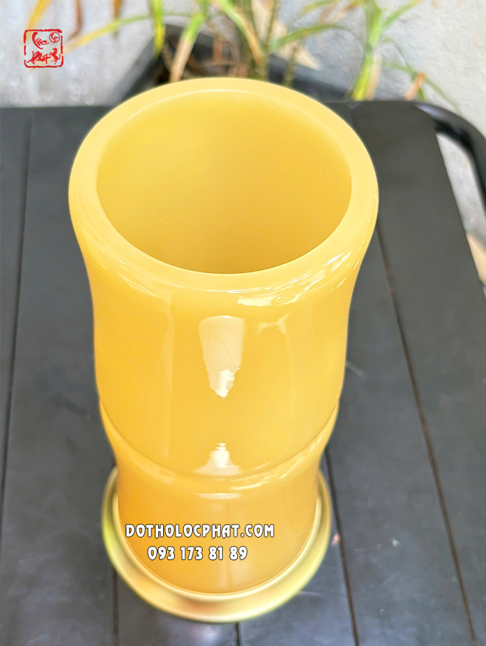 Ống đựng nhang ống trúc vàng bằng bột đá