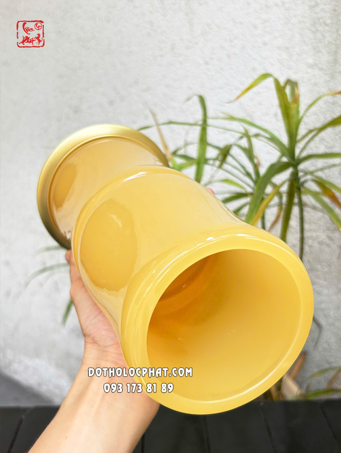 Ống đựng nhang ống trúc vàng bằng bột đá