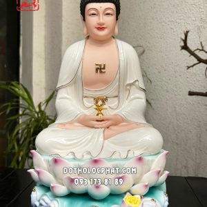 Tượng Phật Dược Sư bằng sứ trắng đế non nước