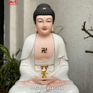 Tượng Phật Dược Sư bằng sứ trắng đế non nước