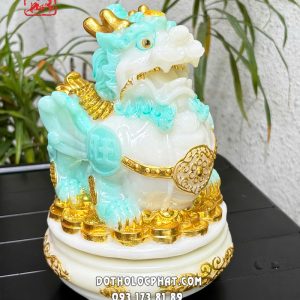 Tỳ Hưu phong thủy bột đá xanh ngọc đế tròn