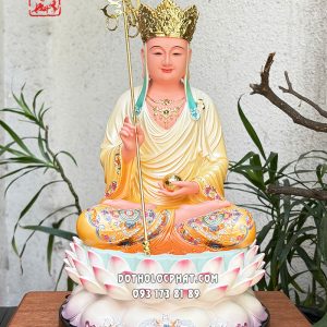 Tượng Địa Tạng Vương Bồ Tát composite áo vàng đế sen hồng