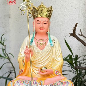 Tượng Địa Tạng Vương Bồ Tát composite áo vàng đế sen hồng