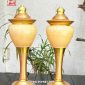 Cặp đèn thờ đá ngọc vàng nắp ô thân hợp kim màu vàng đồng