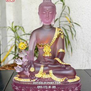 Tượng Phật Dược Sư lưu ly tím viền vàng đẹp