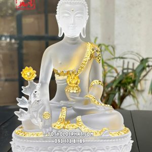 Tượng Phật Dược Sư lưu ly trắng viền vàng