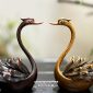 Lư xông trầm thiên nga màu đồng giả cổ bằng hợp kim