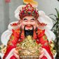 Tượng Thần Tiền ngồi thỏi vàng đế mây cóc tỳ hưu gấm đỏ