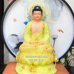 Tượng Phật Dược Sư thạch ngọc hào quang áo rũ đế sen