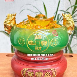 Bát tụ bảo tròn bằng bột đá xanh ngọc