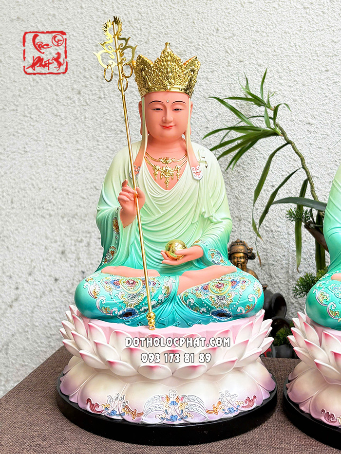 Tượng Ta Bà Tam Thánh composite xanh đế sen nở