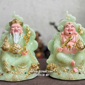 Tượng Thần Tài Ông Địa thạch ngọc hũ vàng mây hồ lô