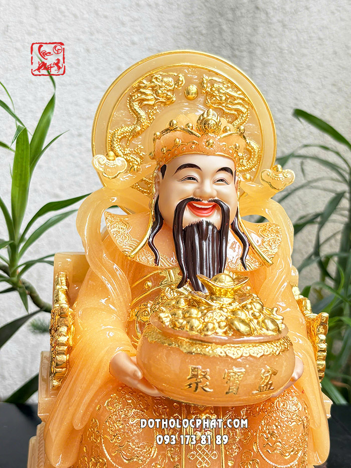 Tượng Thần Tiền thạch anh hào quang lưỡng long tranh châu