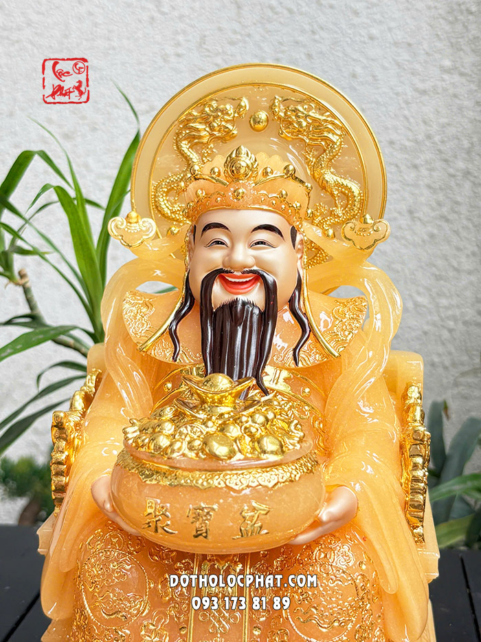 Tượng Thần Tiền thạch anh hào quang lưỡng long tranh châu