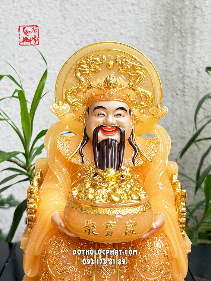 Tượng Thần Tiền thạch anh hào quang lưỡng long tranh châu