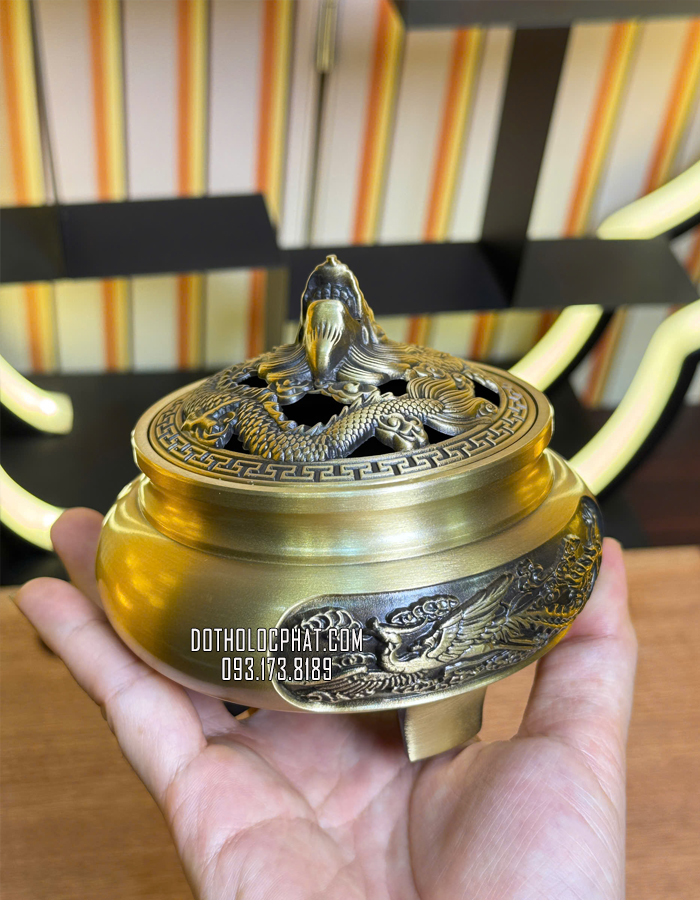 Đỉnh đốt trầm nắp đầu rồng trạm nổi