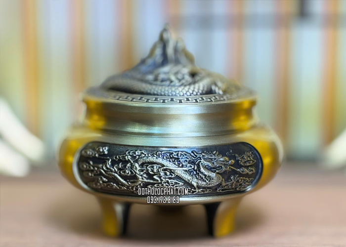 Đỉnh đốt trầm nắp đầu rồng trạm nổi