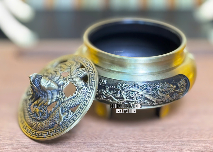 Đỉnh đốt trầm nắp đầu rồng trạm nổi