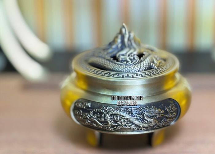 Đỉnh đốt trầm nắp đầu rồng trạm nổi