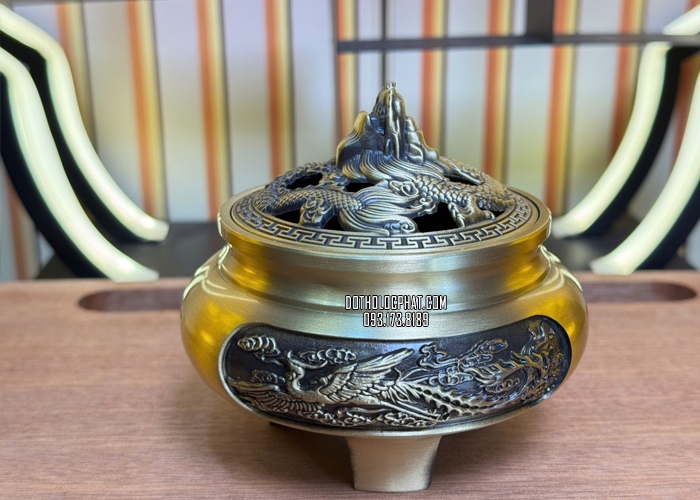 Đỉnh đốt trầm nắp đầu rồng trạm nổi