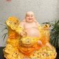 Tượng Phật Di Lặc như ý ngự mây cẩm thạch vàng