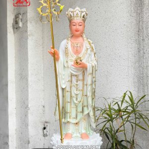 Tượng Địa Tạng Vương Bồ Tát áo cà sa xanh ngọc đế sen