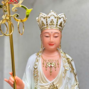 Tượng Địa Tạng Vương Bồ Tát áo cà sa xanh ngọc đế sen