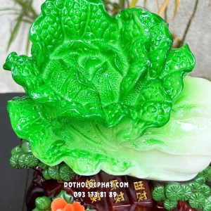 Bắp cải phong thủy hồ lô đế gỗ bách tài tụ lai