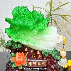 Bắp cải phong thủy hồ lô đế gỗ bách tài tụ lai